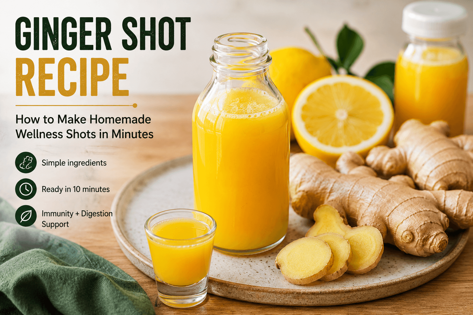Ginger Shot Recipe: How to Make Homemade Wellness Shots in Minutes — simple ingredients, ready in 10 minutes, immunity and digestion support